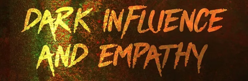 "INFLUX EMPATH" in orange, textured letters on a dark, multicolored background.