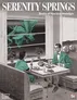 A 1950s couple dining at a table with a large insect outside the window.