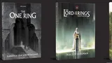 Two roleplaying game books are displayed side by side against a dark background. On the left, "Hands of the White Wizard" features a shadowy illustration of a group of figures ascending stone steps, hinting at a mysterious setting. On the right, "Trials of Saruman" showcases a striking image of Saruman, depicted in a flowing robe, standing before a pedestal with a glowing orb, surrounded by ethereal light. Both covers highlight their respective titles prominently at the bottom.