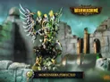 A detailed model of Mortenebra, a Cryx warcaster, stands prominently in the image, showcasing her intricate design. She is adorned with a mix of dark metallic armor and vibrant green accents, with large, menacing wings extending from her back. The background features a blurred industrial setting, enhancing the steampunk aesthetic, while a banner at the bottom reads "MORTENEBRA PERFECTED."