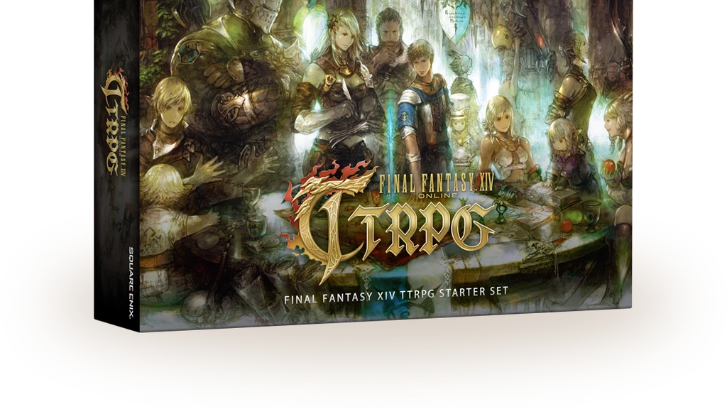 Final Fantasy XIV TTRPG Starter Set box showing 9 characters