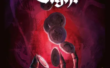 Skeletal hand tossing glowing coins, text "Eight" above