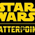 The image features the iconic "Star Wars" logo in bold yellow letters, prominently displayed against a black background. Below the "Star Wars" text, the word "SHATTERPOINT" is presented in a similar yellow font, with a distinctive starburst design on the letter "T." This design emphasizes the title and aligns with the theme of the Star Wars universe.