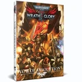 A visually striking cover for the supplement "Vow of Absolution" for Warhammer 40,000 Roleplay: Wrath & Glory. The artwork features a dynamic scene with several Space Marines in ornate armor, engaged in battle amidst a backdrop of chaos and destruction. The title "VOW OF ABSOLUTION" is prominently displayed at the bottom, with the "WRATH & GLORY" logo at the top, surrounded by dramatic colors and intense imagery that captures the essence of the Warhammer 40,000 universe.