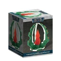 A box for the Eldar Thermo Plasma Generator from Gales Force Nine's Battlefield in a Box range, featuring a vibrant design. The box showcases a green structure with fluid arches and a central flame element in bright orange, accented by red and white details. The packaging is labeled with "Gothic Sector" and includes the product name, indicating it contains one fully painted building.