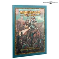 A book titled "Warhammer: The Old World" features a vibrant cover illustration depicting a dynamic scene from the Grand Cathay army. In the foreground, various warriors in ornate armor wield weapons, while a prominent figure rides a dragon-like creature, showcasing the fantastical elements of the setting. The book is framed with intricate borders, and the title "Arcane Journal: Armies of Grand Cathay" is prominently displayed at the bottom.