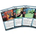 Four character cards from the Trickster Takeover Scenario Pack for Marvel Champions: The Card Game are displayed. The cards feature Absorbing Man, Titania, Whirlwind, and Zzzax, each with distinct artwork and abilities. Absorbing Man is depicted in a powerful pose, while Titania shows a confident stance, Whirlwind is illustrated in motion with swirling winds, and Zzzax is portrayed with electric energy, highlighting their roles as enthralled minions in the game.