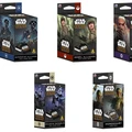 Five distinct card packs for Star Wars: Legion are displayed, each featuring unique artwork and color schemes. The packs include the "Separatist Alliance," "Rebel Alliance," "Galactic Empire," "Galactic Republic," and "Mercenary," with each pack prominently labeled and showcasing characters or themes associated with their respective factions. The overall design emphasizes the Star Wars branding, with a consistent layout across the packs.