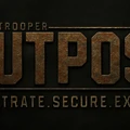 The image features the title "OUTPOST" prominently displayed in large, metallic letters with a rusted texture, set against a dark background. Above the title, the word "DROPTROOPER" is inscribed in a smaller font, while below, the tagline "INFILTRATE. SECURE. EXTRACT." is presented in a clean, bold typeface. The overall design conveys a gritty, sci-fi aesthetic, reflecting the themes of the Kickstarter campaign.
