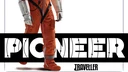 An astronaut in an orange space suit walks confidently, showcasing a sleek helmet and metallic arm attachments. The background features bold text stating "P-MINUS 07 DAYS" above the word "PIONEER," which is prominently displayed in a stylized font. The overall design conveys a sense of urgency and excitement for the upcoming space exploration RPG.