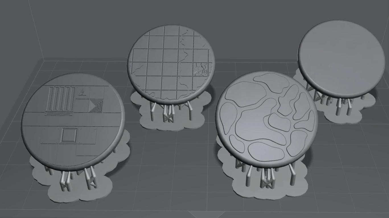 30mm Round Bases for 3D print, in render. 