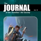 The Book cover showing a pair of Travellers hiding behind a rock as they receive fire with a cratered moon in the background