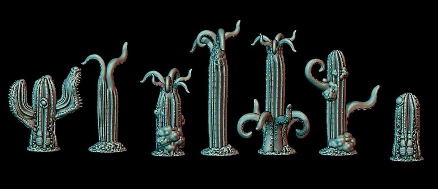 Cacti with tentacles, mouths and eyes