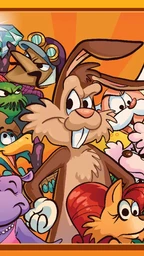 A colorful graphic features the title "TOON" in large, bold letters at the top, with "SECOND EDITION" and "THE Cartoon Roleplaying Game" below it. The background is a vibrant orange, and playful cartoon characters are illustrated on the left side, showcasing a whimsical style. Text highlights include "Simplified character design, and more than a dozen cartoon adventures!" and "And lots of advice for the Game Master – OOPS, WE MEAN THE ANIMATOR!" along with "More and sillier silly tables!" at the bottom, all attributed to Steve Jackson Games.