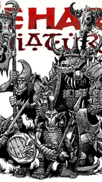 A group of fantasy orcs stands prominently in the foreground, each character displaying unique features and weaponry, including axes, shields, and a banner. The orcs are depicted in a stylized, black-and-white illustration, showcasing a variety of armor and expressions that convey their mischievous nature. Above them, the logo "DIE HARD Miniatures" is displayed in bold red letters, adding emphasis to the scene.