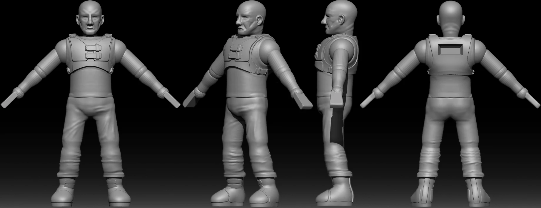 3D Print render of a 34mm human miniature for wargaming. 