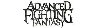 The logo for "Advanced Fighting Fantasy" features bold, stylized lettering in a dark, textured design. The letters are intricately shaped, with some elements appearing jagged or worn, evoking a sense of adventure and fantasy. The overall aesthetic suggests a classic tabletop role-playing game, inviting players to explore its rich narratives and challenges.