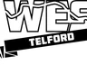 The image features the text "ACWEST" prominently displayed, with "Telford" in a bold, white font on a black banner beneath it. The design includes a stylized, dynamic font that conveys a sense of excitement, with some lines suggesting movement or flow. The overall color scheme is primarily black and white, emphasizing the event's branding.