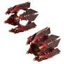 Two red and gold spaceship models with black wings and detailed parts.