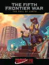 Cover art for The Fifth Frontier War: The Fall of Lanth. A reptilian humanoid figure in ceremonial robes stands on a raised platform, holding a staff and gesturing. Behind him, futuristic buildings and a crowd of similarly styled figures in blue and gold attire.