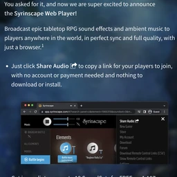 An example of the Syrinscape webplayer website page