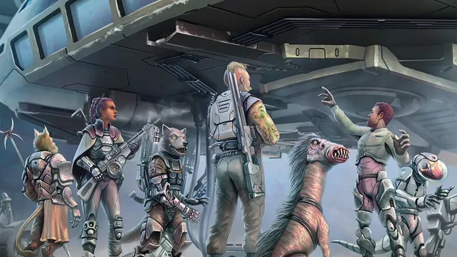 The Book Cover showing a crew looking upon their Starship