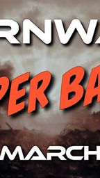A dramatic background features a smoky, apocalyptic landscape with debris scattered across the ground. Bold white text at the top reads "CORNWALL," while the phrase "SUPER BASH!" is prominently displayed in large, orange letters. Below, the date "20TH MARCH 2026" is clearly visible in white text.