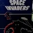 A vintage arcade cabinet for the game "Space Invaders" features a striking design with bold, white lettering at the top. The artwork depicts a large, menacing alien creature in black and red, with smaller figures and a spaceship above it, set against a dark blue background. The cabinet shows signs of wear, adding to its nostalgic charm, and is positioned in a well-lit space that suggests a gaming or exhibition environment.