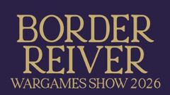 The text features the words "BORDER REIVER WARGAMES SHOW 2023" in large, bold, golden letters against a dark purple background. The design emphasizes the event's name, making it prominent and eye-catching. The overall aesthetic conveys a sense of importance and excitement for the wargaming community.