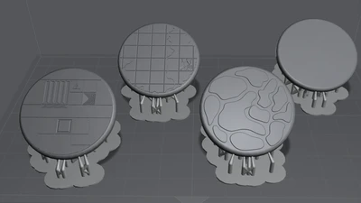 30mm Round Bases for 3D print, in render. 