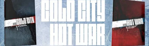 The image features two RPG rulebooks side by side: "Cold City" on the left and "Hot War" on the right. "Cold City" has a dark cover with a blue and black color scheme, while "Hot War" features a red and black design. Both titles are prominently displayed in bold, white lettering against a backdrop that suggests a map or urban landscape, hinting at the themes of conflict and exploration in their respective settings.