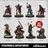 A collection of eight fantasy miniatures from Crooked Dice, featuring various adventurers. The figures include a Fighter wielding a spear or sword, two Clerics (one with a flail and another with a mace), a Thief with twin daggers, a Ranger with a bow, a Raging Barbarian, a Sorcerer holding a staff, and a Dwarf Fighter. The bottom of the image prominently displays the text "OTHERWORLD ADVENTURERS" and "OUT NOW!" along with the Crooked Dice logo.