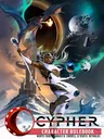 A futuristic warrior in white armor fights a dragon in space, with planets and debris around.