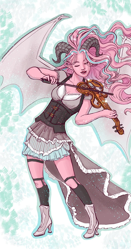 bard demon playing the violin.