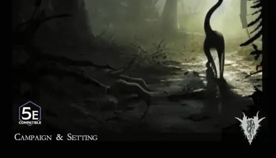 "Cats of Ulthar" text, dark forest, black cat silhouette, "5E Compatible Campaign & Setting" text.