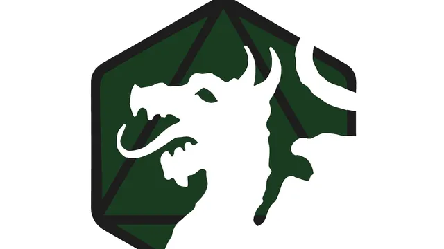 A logo for Chaosium Con UK features a stylized dragon's head in white, set against a dark green hexagonal background with a geometric design. Below the dragon, the text "CHAOSIUM CON" is prominently displayed in a bold, artistic font, with "UK" beneath it. The dates "21-24 May 2026" and the location "Cranfield" are included at the bottom in a simpler font.
