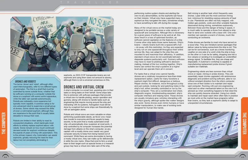 Two page spread detailing Drones and Virtual Crew