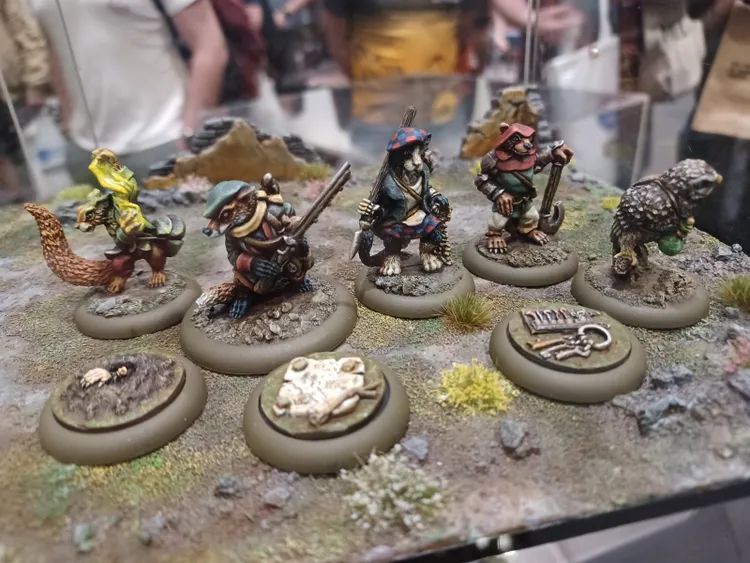 A display of intricately painted anthropomorphic miniatures from the 