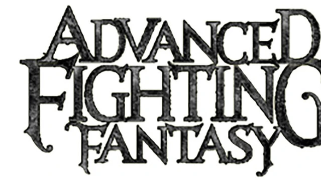The logo for "Advanced Fighting Fantasy" features bold, stylized lettering in a dark, textured design. The letters are intricately shaped, with some elements appearing jagged or worn, evoking a sense of adventure and fantasy. The overall aesthetic suggests a classic tabletop role-playing game, inviting players to explore its rich narratives and challenges.