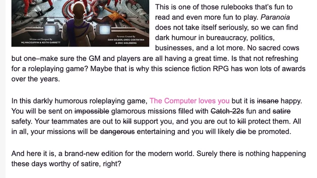 Showing the Core Rule Book cover and description as shown on Roll20