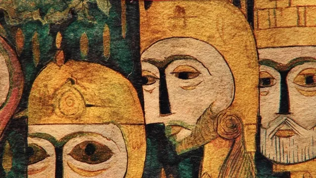 Stylized illustration of three robed figures with elongated faces, text "THE SEPT OF DORIAN" and "5th EDITION"