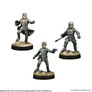 Three painted Star Wars miniatures in green uniforms on grassy bases.