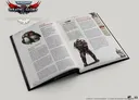 An open book titled "Adventures in Gilead" from the Warhammer 40,000 Roleplay: Wrath & Glory collection displays two pages. On the left page, there is an illustration of Brevet Captain Akahir, depicted in a helmet and armor, alongside a description of the character. The right page features text about "Assaulting the Manifestorium," with a smaller image of a Space Marine Scout. The pages have a dark, gritty aesthetic typical of the Warhammer 40,000 universe, with a muted color palette and detailed artwork.