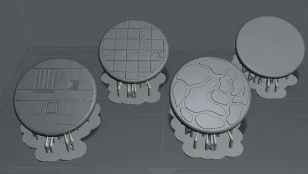 30mm Round Bases for 3D print, in render. 