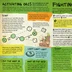 A colorful and chaotic game guide for "SPACE GITS," featuring playful illustrations and humorous text. The left side outlines the rules for activating orcs, including actions like "scoot," "loot," and "put the boot in," with dice mechanics illustrated. The right side details combat mechanics, using terms like "thump," "pinch," and "shove," along with visual representations of dice rolls and weapon stats, all set against a vibrant background that captures the game's irreverent tone.