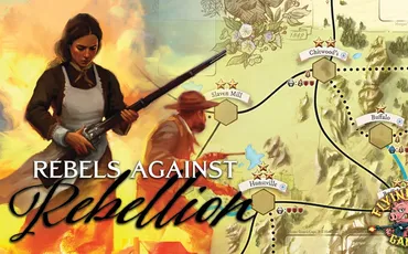 Map with locations Chitwood's, Slaven Mill, Huntsville, and text "Rebels Against Rebellion"