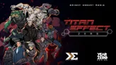 Group of twelve animated characters in dynamic poses, set against a dark, fiery background. Central figure wears a black trench coat with glowing symbols, flanked by armored soldiers, a green-skinned figure, and a robotic figure. One character holds a glowing orb, another wields a knife.