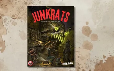 JUNKRATS Eldritch-Punk Submarine RPG cover with robot and characters.