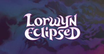 The title "Lorwyn Eclipsed" is prominently displayed in stylized, flowing white and pink lettering against a dark, swirling background that transitions from deep purple to black. The design evokes a mystical and enchanting atmosphere, reflecting the themes of the Magic: The Gathering expansion. The overall aesthetic suggests a blend of light and shadow, aligning with the dual worlds of Lorwyn and Shadowmoor.