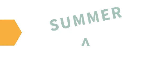 A logo featuring a stylized honeycomb design in orange, accompanied by the text "HIVECON" in bold white letters. The word "SUMMER" is overlaid in a playful, light green font, suggesting a seasonal event. The overall design conveys a fun and inviting atmosphere for a weekend of board gaming.